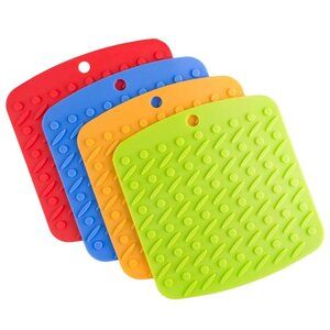 Lavish Home Silicone Pot Holders Set Of 4 Multi-Color Trivet Jar Opener